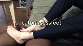 Footjob Marathon2, Orgasm 8 out of 11, Cat Princess milf feet on uncut BBC toejob, side pov2