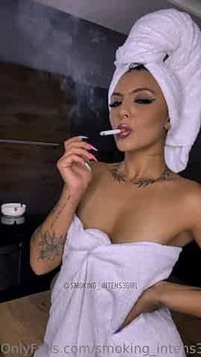 After Shower Cigarette - Intense Smoking Girl