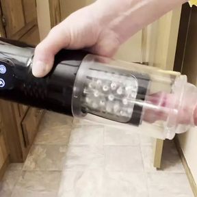 Automatic Blowjob Stroker Machine POV With Cum Inside Finish