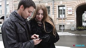 Russian cutie Melissa Grand gets finally met by her BF and fucked eagerly