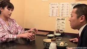 Hot Waitress At Sushi Restaurant Gives Sensual Blowjob To Customer