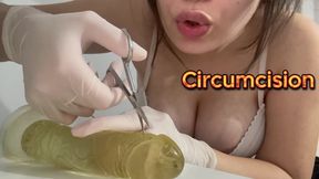 I circumcise a dildo, then sew it up with thread, then give the dildo a hand job in white medical gloves, and at the end I surprise you with a toilet fetish