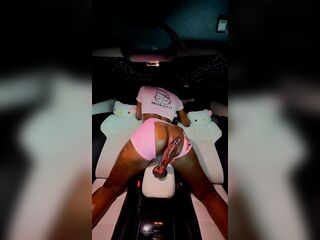 Wicked beauty bangs her taut Creamy twat in her car at a parking lot