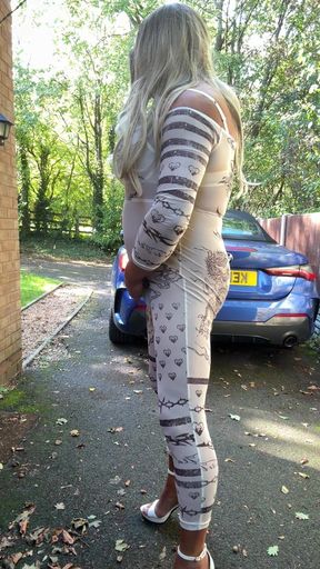 Sexy Crossdresser Kellycd2022 in Sexy White Jumpsuit and Heels
