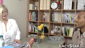 Doctor GILF with big tits impaled deep on hard black dick