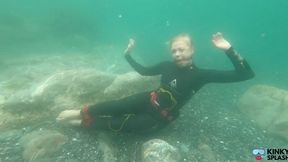 Ocean Rope Bondage with Ballgag in Wetsuit - MP4