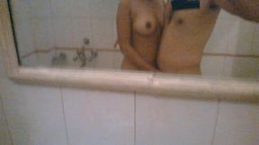 Lovely Cheater Bhabhi Priya Boob press in Hotel Bed and Bathroom. Mirror Selfie with cock Engineer ! B18_New