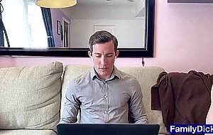 Big stepbro enjoys bareback sex while working from home