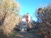 Horny muscle guy works out naked at a park nautilas.   Almost caught by dog walker at the end.