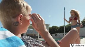 Got my pussy licked and fucked by TS pool cleaner