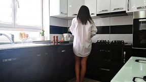 Stepbro interrupted me from cooking and gave me his big hard cock instead