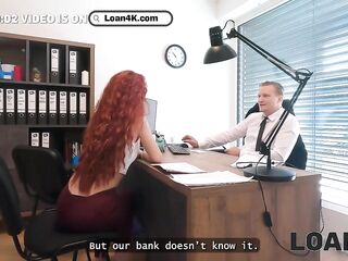 LOAN4K. Hawt business deal between sexy and fit redhead and a loan manager