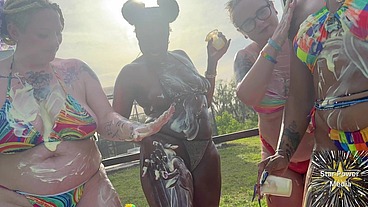 Creamy Custard Playtime: Savanna, Giana, Bleu & Livie Get Messy