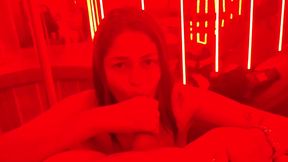 Dominating My Cuckold in Amazon Position in a Nice Neon Lights Room