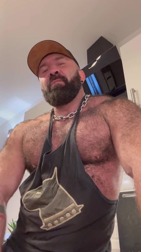 Gay Muscle Bear JOI - Feet Worship, Jockstrap Sniffing &amp; Fleshlight Fuck with Huge Balls