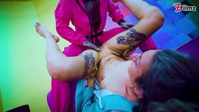 squirt games: 100% anal for skinny tattoo babe - balls deep, atm, facial, swallow