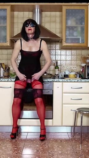 Nylon Sissy Slut Michelle Cooks a Late Dinner and Performs for Web Channel Subscribers