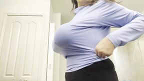 Busty Tramp's Bound Nipples Tease Through Sweater