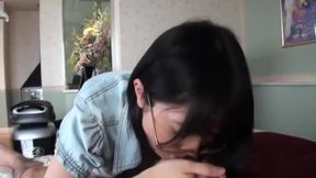 Japanese teen 18+ with glasses blowjob with cum in mouth