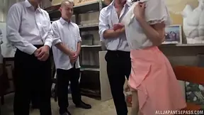 Seductive Japanese Brunette Delights Friends With Expert Oral Skills