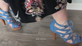 Walking in Denim Cage Booties on Hard Floor