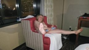 GILF masturbates overlooking the city, part 2