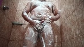 Foamy shower with cold water but with Andi Caliente for her fans