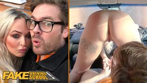 Fake Driving School - Busty Tattooed Blonde Enjoyed Before Her Test