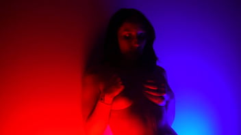 Bella Angel oily erotic show in dramatic lights and deep passion