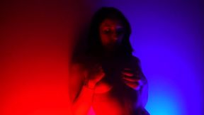 Bella Angel oily erotic show in dramatic lights and deep passion