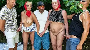 Mature mom gets destroyed in wild outdoor anal party