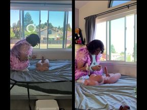 Pink Satin Sissy Maid Rides Her Sex Doll Toy While Locked