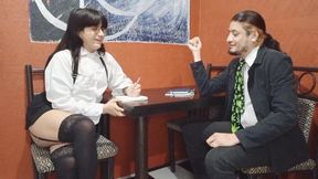 Teacher's Big Cock Wrecks Trans Girl's Ass Gushing Cum Explosion