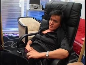 Brunette secretary milf gets banged in pov