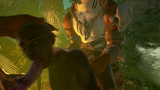 Tribe woman swallowing cum in the jungle 3D