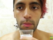 Filling a cup with spit and Jerking off with it until I cum - Camilo Brown