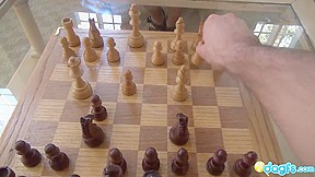 Sexy black gf on a hot strip chess