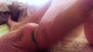 Big man banding his big cock: wanking and masturbating with elastrator bands