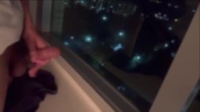 Gay perverted whore gets jizzed on by strangers outside window