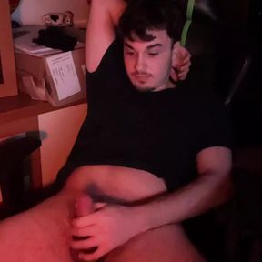 Hot boy jerk off and cum on him