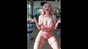 busty pink perfect boobs and butt