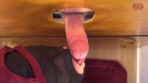 Grandpa at the gloryhole squirts horny