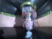 E-stim electro cum milking with chastity device