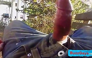 Str8 guy hands free in park on bench