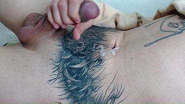 Tattooed Young Man Masturbates Until He Cums