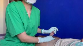 HORNY STUDENT NURSE invites you over then tranquillizes you and experiments on your body with double surgical gloves