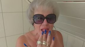 BBW Granny Pees in the Bathtub!