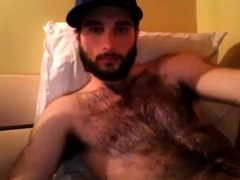 Hairy chest covered in cum