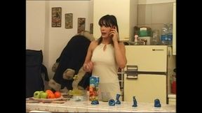 Trans and MILF Ass Fucked with Condom and Cum in Mouth by Two Huge Cocks