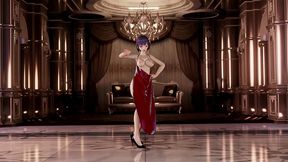 raiden mei naked with apron dance hentai honkai impact mmd 3d red apron